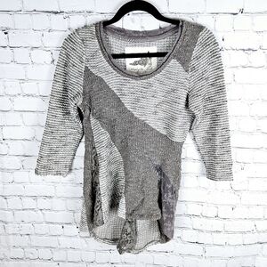 ANGEL OF THE NORTH ANTHRO | metallic thread knit scoop neck lace tunic sweater